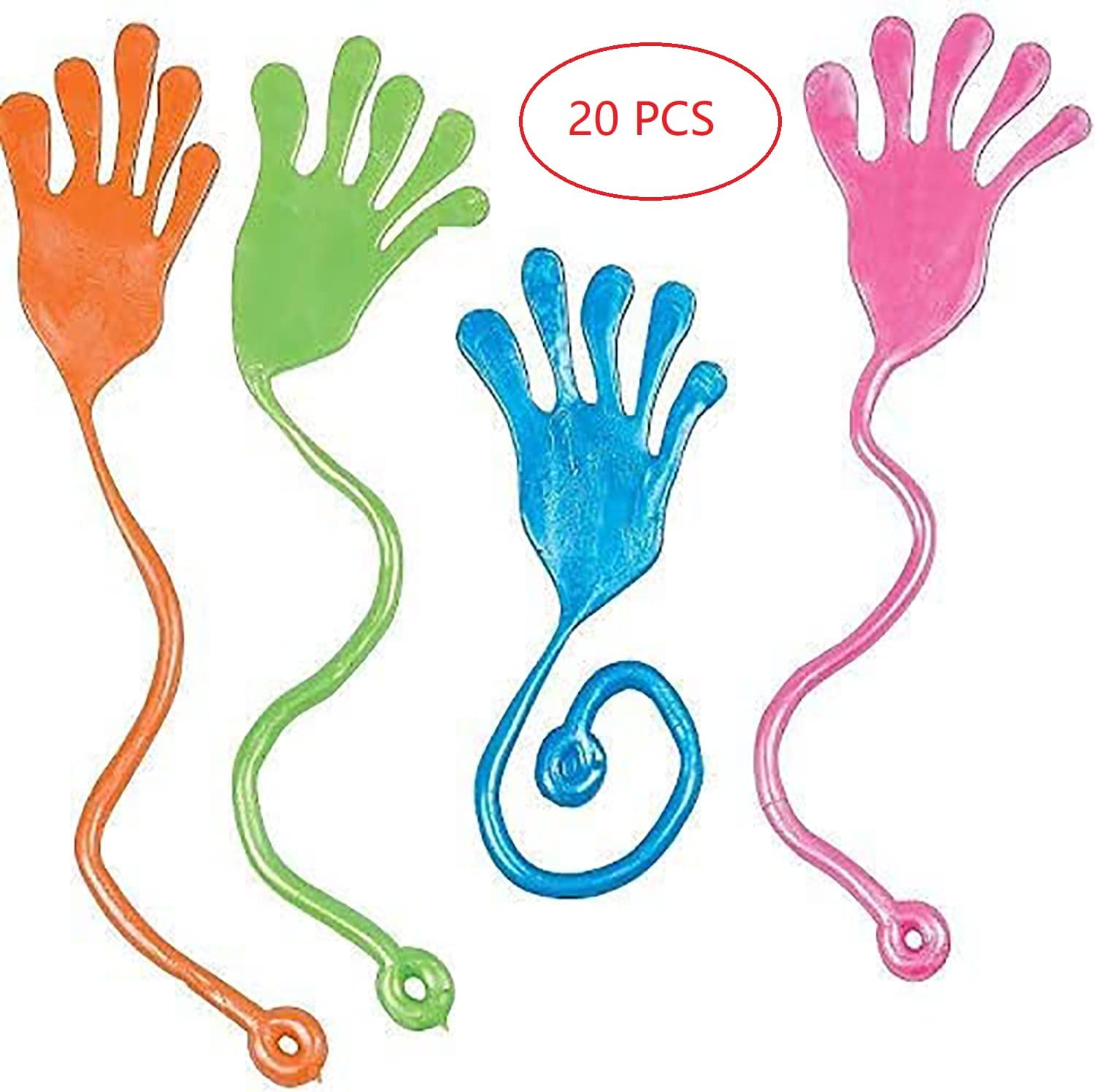 Glitter Sticky Hands - Bulk Pack of 72, Assorted Colored Stretchy