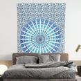 thumbnail image 2 of Bless International Indian hippie Bohemian Psychedelic Golden Blue Peacock Mandala Wall hanging Bedding Tapestry (Peacock Sky Blue, Medium (54x60Inches)(137x152cms)), 2 of 4