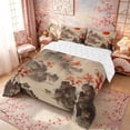 thumbnail image 3 of Manfei Ink Mountain Full Size Comforter Sets for Home, Red Sun Tree Bedding Sets for Office, Black Red Beige, Reversible 3 Pieces, 1 Comforter and 2 Pillowcases, 3 of 6