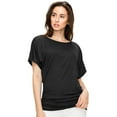thumbnail image 2 of Made by Johnny Women's Dolman Drape Top with Side Shirring L BLACK, 2 of 6