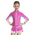 thumbnail image 2 of YUUMIN Kids Figure Ice Skating Outfit Full Zip Up Jacket Rhinestone Sweatshirt with Colorful Skater Hot Pink 8, 2 of 7
