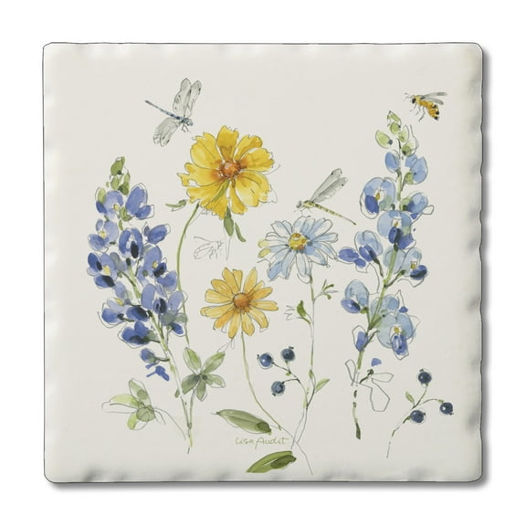 Thirstystone "Lovely Blue Floral" 4-Pack Tumbled Tile Coasters