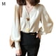 thumbnail image 1 of Camisa de mujer Cuello en V Verano Color sólido Linterna Botón de manga larga Top, Albaricoque, M seitruly AP001446-07, 1 of 7