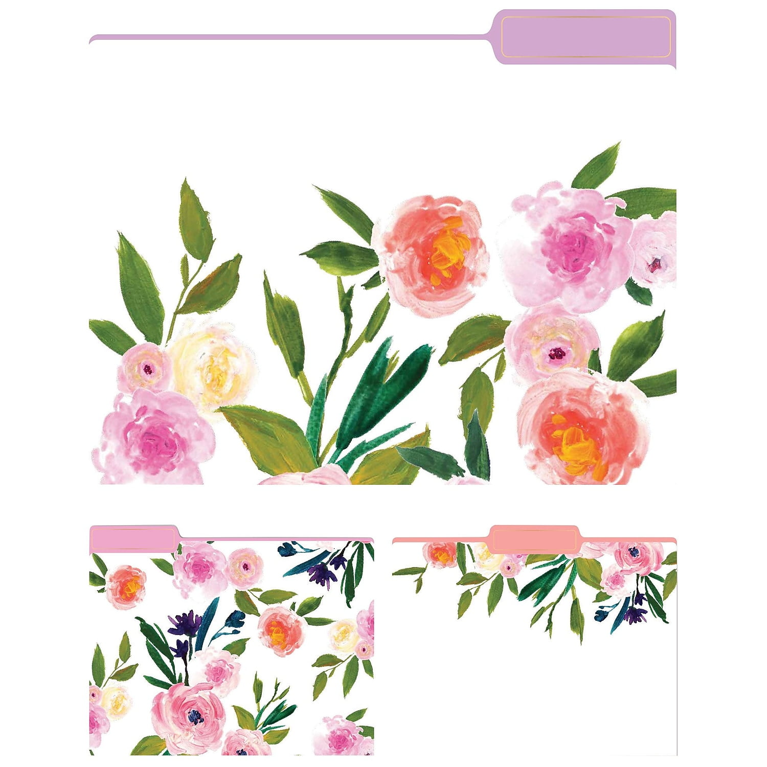 Eccolo Floral Top Tab File Folders Letter Size ST617C