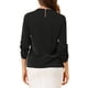thumbnail image 3 of CURVOSPORT Camisa Elegante para Mujeres Top de Oficina con Abertura Clave Plisado Frontal Arrugado de Manga 3/4 Blusa de Chifón 3XL Negra, 3 of 7