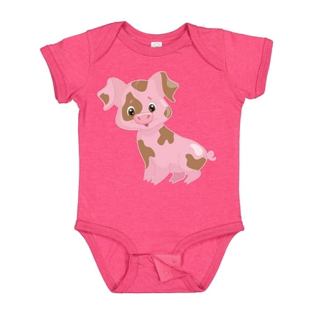 

Inktastic Cute Smiling Pig with Mud Splatter Gift Baby Boy or Baby Girl Bodysuit