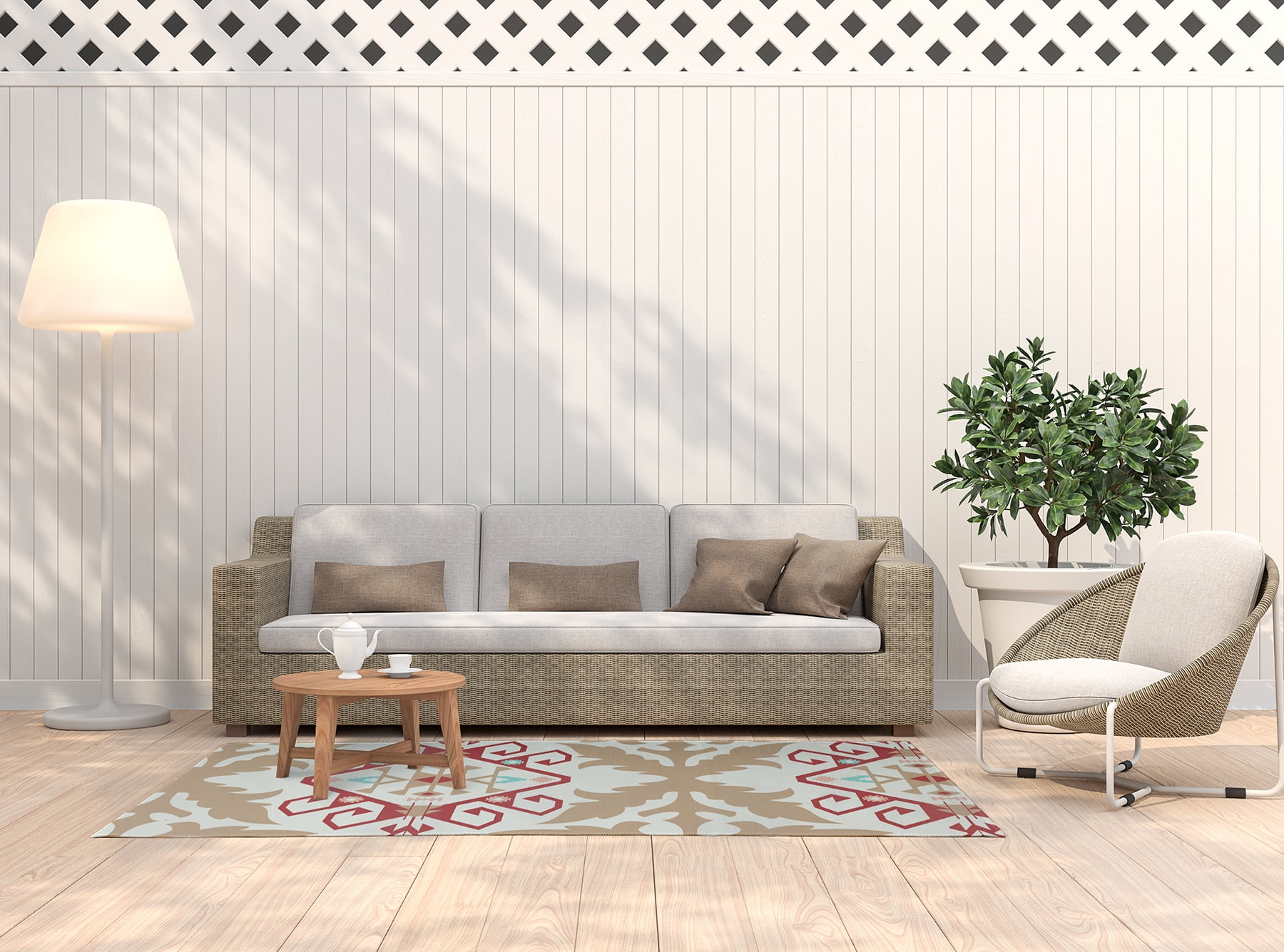 Simply Daisy 5' x 7' Ligonberry Red Bombay Medallion Spring Chenille Indoor/Outdoor Rug