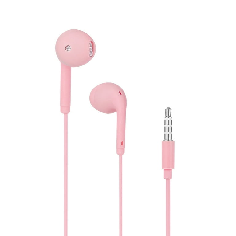 U19 3.5mm Wired Earbuds Earphones with Noise Canceling Microphone Pink