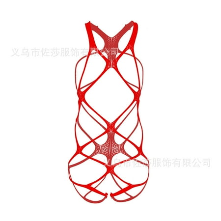 Generic Sexy Cutout Romper Mesh Stockings Jacquard Mesh Bodysuit Sexy Lingerie W258