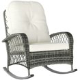 thumbnail image 1 of Khaki Outdoor Rattan Rocking Chair with Cushions - Patio Wicker Rocker for Garden, Backyard & Porch - Steel Frame, 29.5" x 37.8" x 36.2", 1 of 7