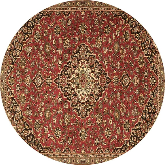 Ahgly Company Indoor Round Medallion Brown Traditional Area Rugs, 3' Round