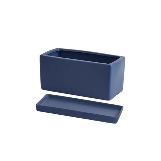 Macetero Rectangular de cerámica con bandeja, artículos for macetas pequeños perforados de escritorio de oficina, verde, Simple, escandinavo, suculento