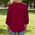 thumbnail image 7 of Tops For Women Summer Crew Neck Three Quarter Sleeve Trendy Casual Solid Streetwear Office Weekend Errands Travel Outfit Polished Daytime Brunch Workday, 7 of 7