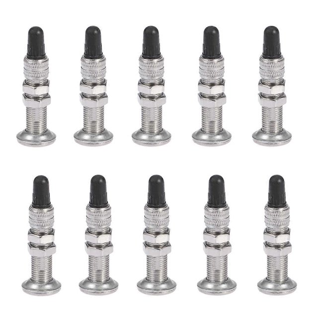 10Pack Tubeless Tire Valve Stem For Bicycle Maintenance Silver Tapered Aluminium Clog Prevention Function