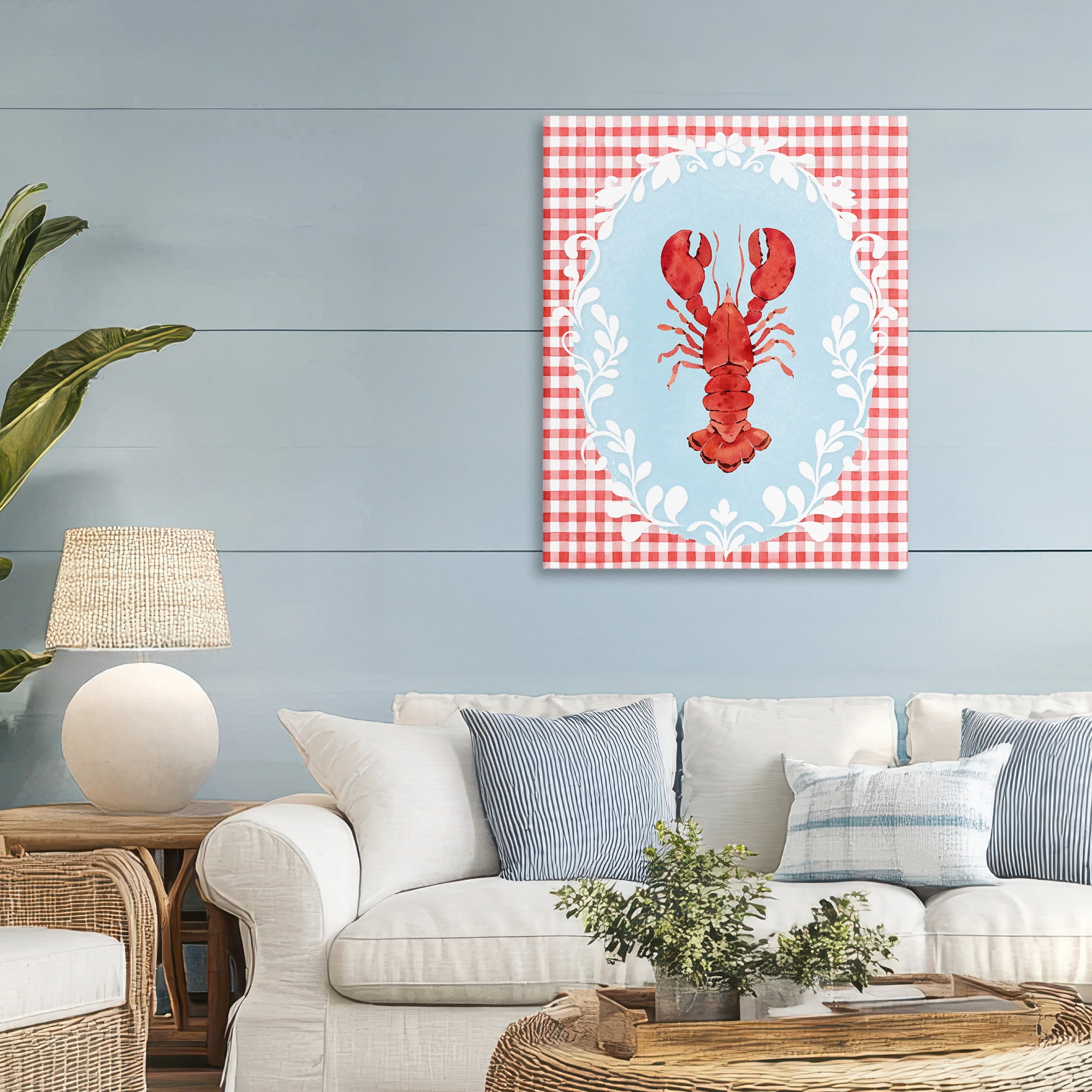 Stupell Industries Lobster with Red Plaid Canvas Wall Art, design by Heather Lee Chan