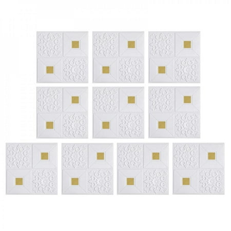 

Clearance! 10Pcs/set Stereo 3D Wallpaper Foam Panel Roof Self-adhesive Ceiling Panel Living Room Decoration 35*35CM