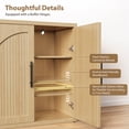 thumbnail image 4 of Hijob Modern Fluted Sideboard Cabinet, 63" Width Sideboard with Metal Handle w/Curved Profile Design, Wood Mid Century Cabinet w/Double-Layered for Living Room, Natural Oak, 4 of 9