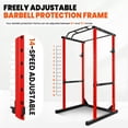 thumbnail image 2 of Red Adjustable Power Cage, 1200 LBS Capacity Multi-Functional Squat Rack with 14 Holes, Anti-Slip Base and Training Attachments for Home Gym, 2 of 7