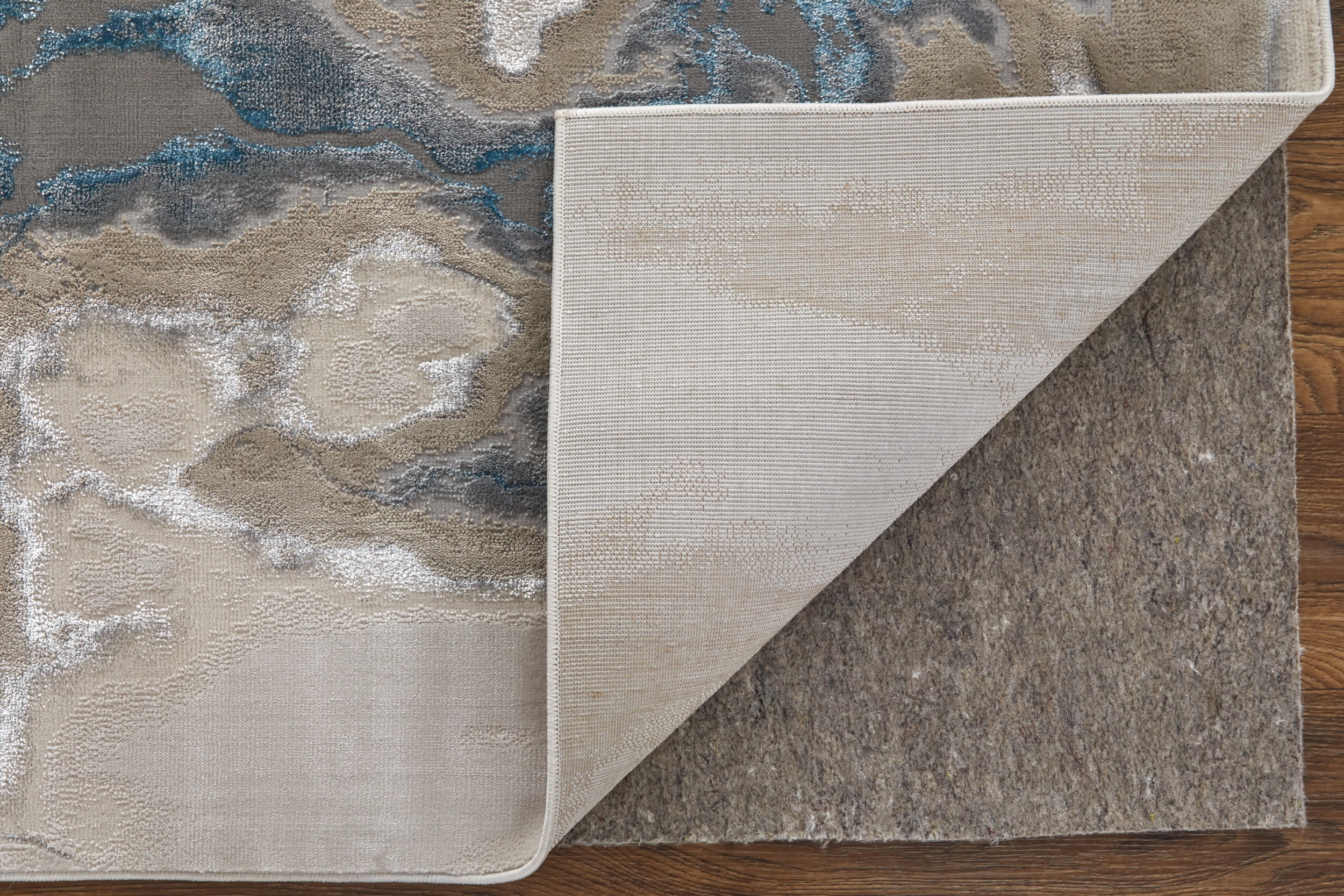 Feizy Jewel Modern Abstract, Taupe/Blue/Tan, 7'10" x 10' Area Rug Easy Care Stain Resistant Fade Resistant Bohemian & Eclectic Watercolor Floor Rug for Living room Bedroom