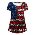 thumbnail image 5 of GaThRRgYP Women's Tops Dressy Casual Summer Blouse,Women's Independence Day Patriotic V-neck Button-down Meat Covered Short Sleeve Tops Dark Blue XXXL, 5 of 5
