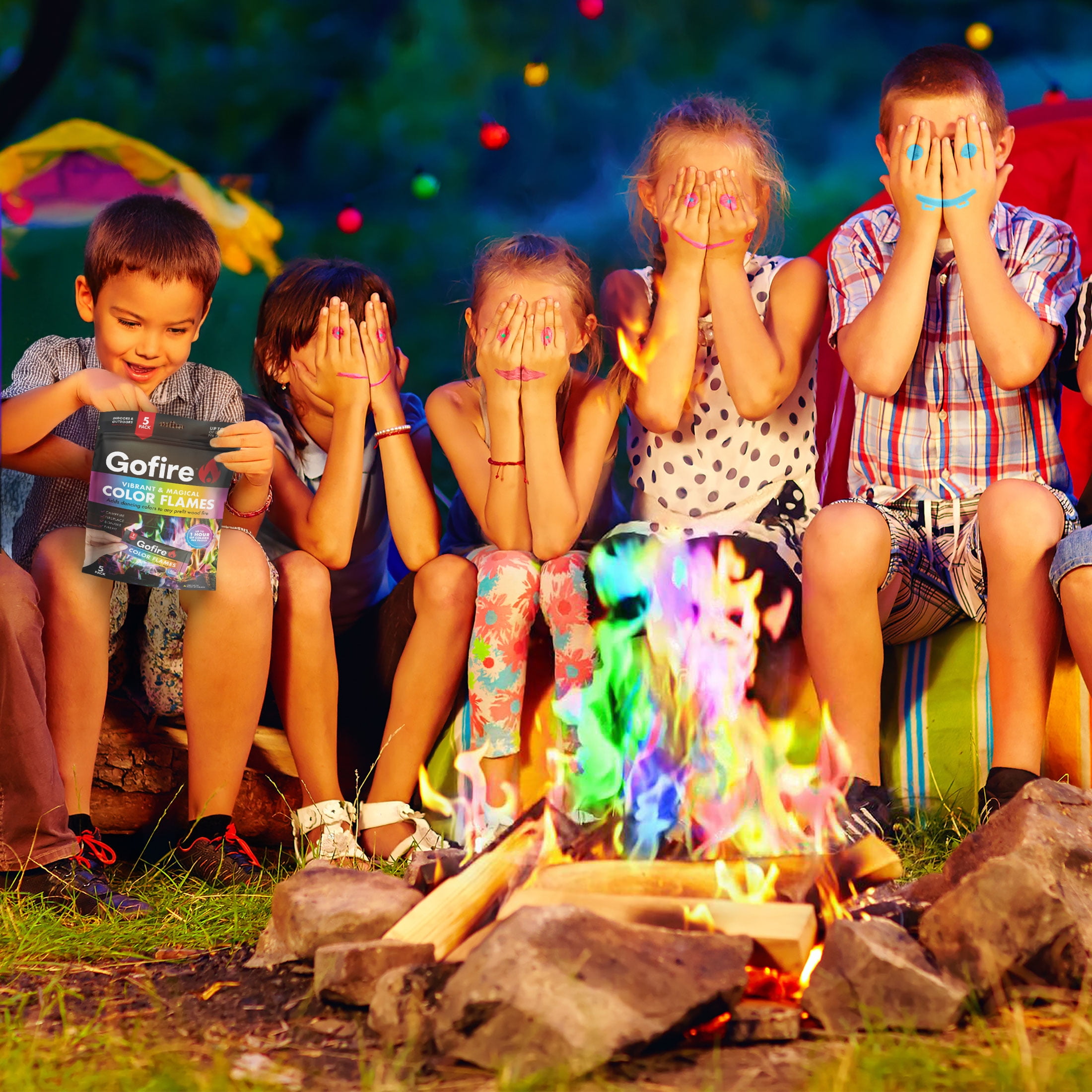 GoFire Northern Lights Color Flames 5 pack, for Campfires and Fireplaces. Features up to 60 Minutes of Magical Changing Colors.