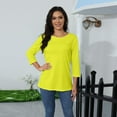thumbnail image 5 of DENGDENG Plus Size Womens Tops 3/4 Sleeves Casual Boat Neck T-Shirts Trendy Elbow Sleeve Summer Tunic Tops Work Three Quarter Length Blouse Fashion 2025 Pullover Top with Pocket Yellow S, 5 of 9