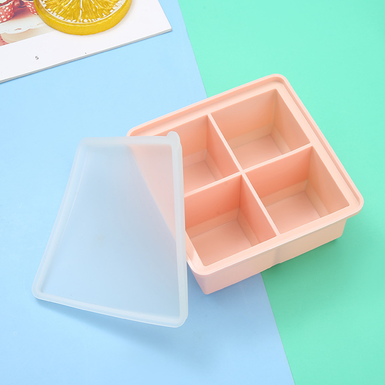 Sohindel Big Square Ice Cube Molds for Whiskey Cocktails and Bourbon, Reusable and BPA Free - Pink