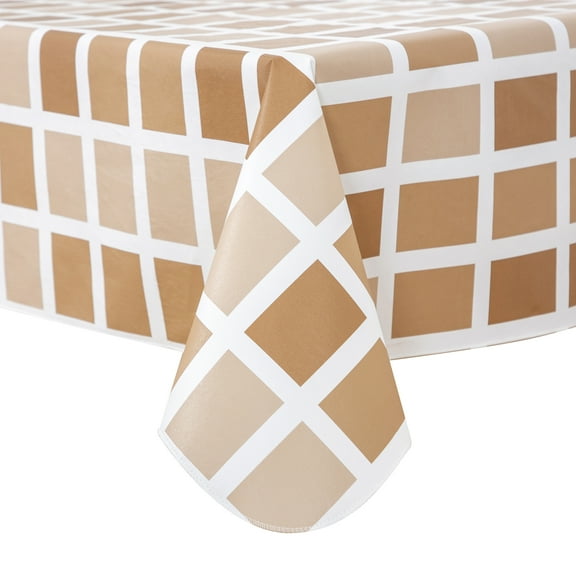 RAY STAR Checkered Tablecloth 60x84 inch Flannel Backing 100% Waterproof & Heavy Plastic Table Cover for Dining, Party, Farmhouse Dec.