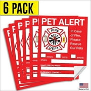 Pet Alert Safety Fire Rescue Sticker - Save Our Pets Emergency Pet Inside Decal - in Case of Emergency Danger Pet in House Home Window Door Sign Pet Alert Stickers (6 Pack)