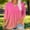 #0061-Hot Pink, variant on Womens Ombre Print V Neck Tunic Top 3/4 Sleeve Button Detail Loose Fit Casual Blouse