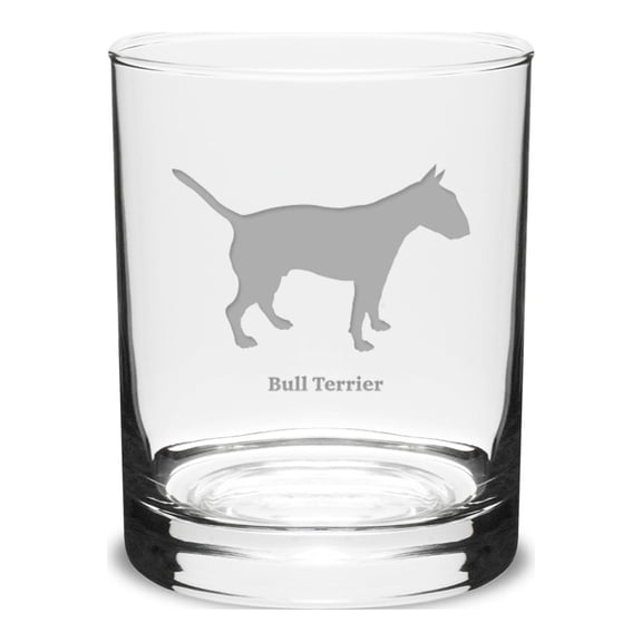 Bull Terrier Deep Etched 14 oz Classic Double Old Fashion Glass