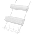 thumbnail image 1 of Raindrops White Metal Over Door Organizer with Hooks Double Layer Mesh Storage Baskets for Home, 1 of 7