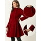 thumbnail image 2 of Abrigo de Terciopelo para Mujer con Doble Botonadura y Cuello Alto Gabardinas de Invierno Rojo oscuro XS, 2 of 5