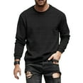 thumbnail image 5 of RYDCOT Men's Jacquard Fabric Crewneck Sweatshirt Textured Long Sleeve Casual Lightweight Pullover Shirt Black, 5 of 5