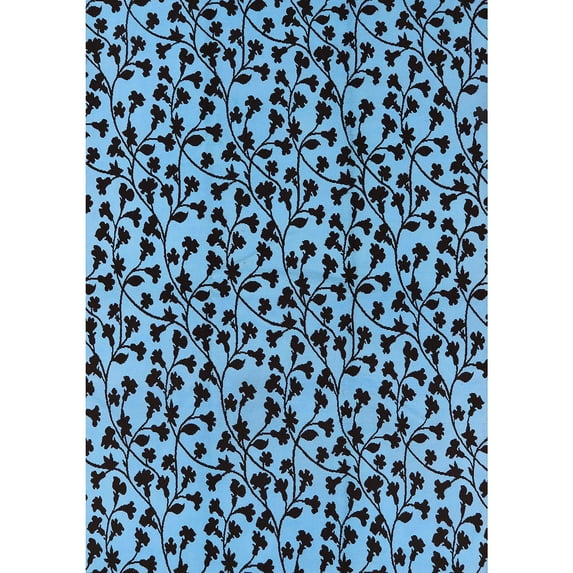 Ahgly Company Indoor Rectangle Mid-Century Modern Dark Slate Blue Oriental Area Rugs, 2' x 3'