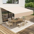 thumbnail image 2 of Danolapsi 10x8Ft Retractable Awning, Manual Awnings for Patio, Sun Shade Patio Awning with Crank Handle, Aluminum Frame, 280g Polyester Fabric, for Deck, Balcony, Yard, 2 of 7