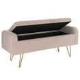 thumbnail image 3 of Ottomane de rangement moderne en velours/metal, rose blush/or, 3 of 7