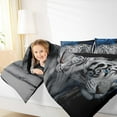thumbnail image 4 of Manfei Safari Tiger Print Queen Comforter Set,Jungle Animal Bedding Sets,Gray Blue Bedding Comforter Set For Boys Teens,Microfiber Bedroom Decor Reversible,3-Piece, 4 of 8