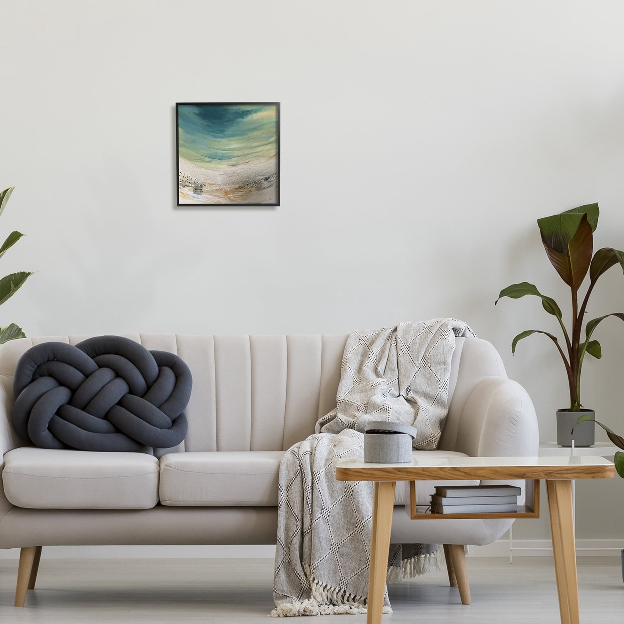 Stupell Industries Enigmatic Landscape Scene Curved Abstract Beach Depiction Painting Black Framed Art Print Wall Art, Design by Stacy Gresell