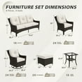 thumbnail image 5 of EAGLE PEAK Azure Bay 8 Pieces Wicker Outdoor Patio Furniture Set, Outdoor Conversation Set with Side Table, Brown Wicker and Beige Cushions, 5 of 10