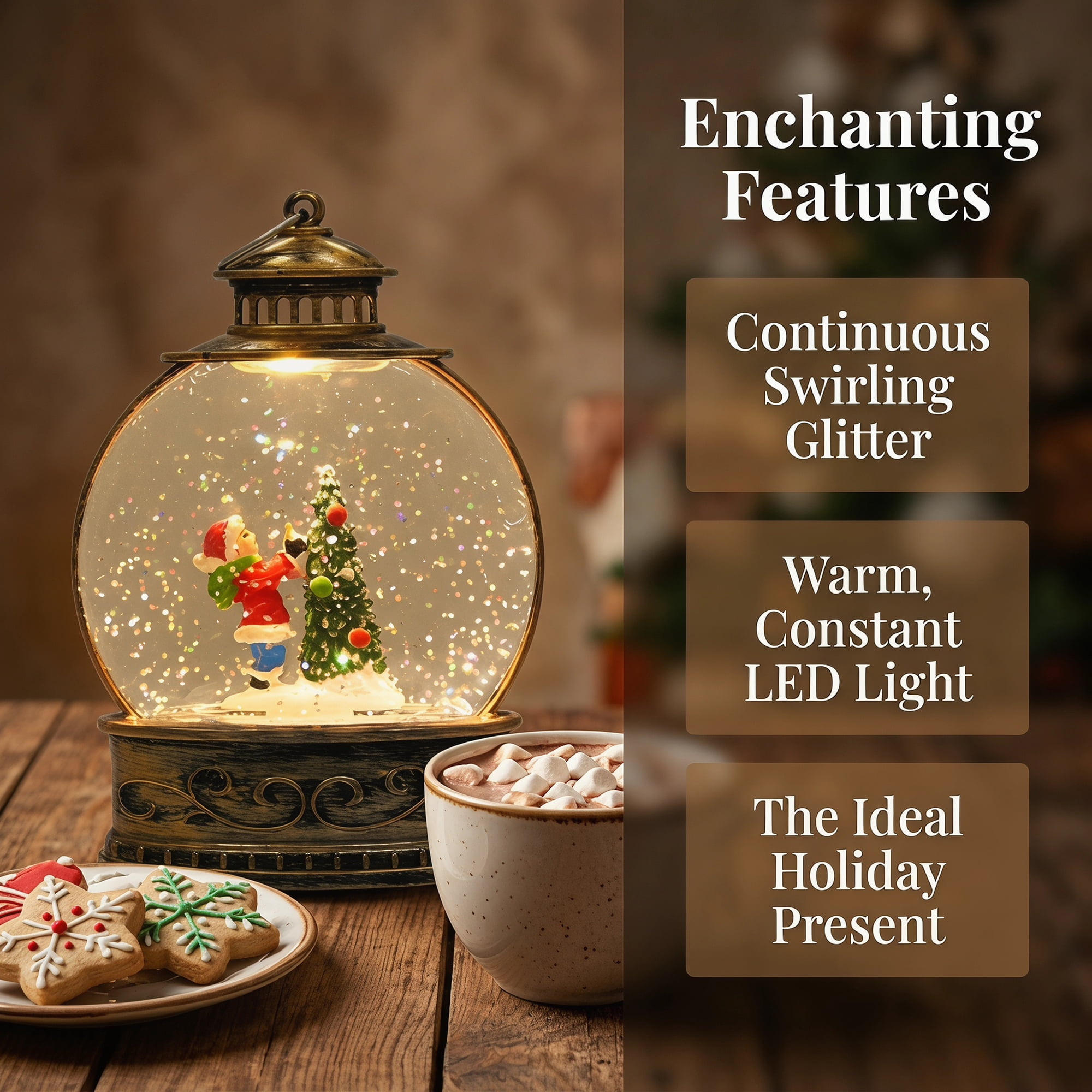 Unique Bargains Light Up Crystal Ball Glitter Lantern Sphere Brown D 3.5" x 1.6" x 5.5"
