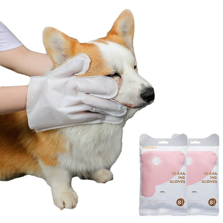 

16 Pcs Hygienic Pet Wipes for Dogs & Cats Cleansing Grooming with Plant Extract No Rinse Disposable 5 Fingers Gloves