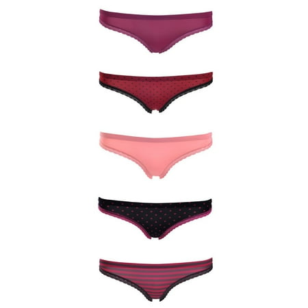 

Emprella Underwear for Women - Silky Smooth Berry Bikini 5 Pack Seamless Ladies Cheeky Panties - L