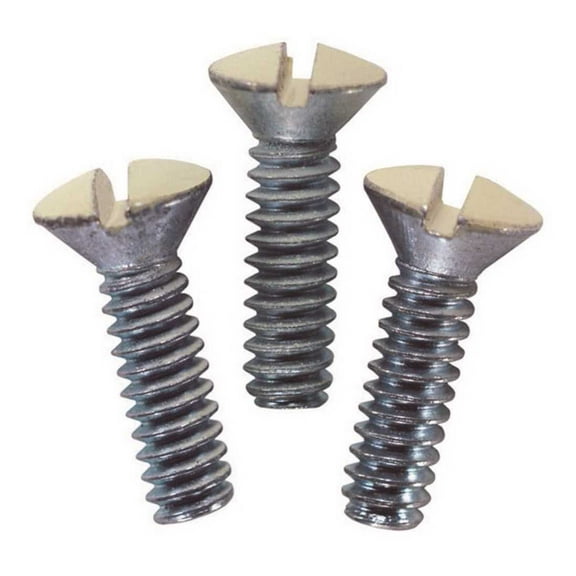 Leviton 86000-PRT 1/2-Inch Long 6-32 Thread, Oval Head Milled Slot Replacement Wallplate Screws, 10-Pack, Ivory