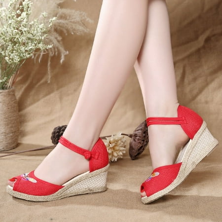 

NEGJ Fashion Women Summer Comfortable Wedges Shoes Beach Peep Toe Breathable Sandals