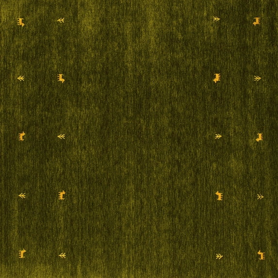 Ahgly Company Indoor Square Abstract Yellow Contemporary Area Rugs, 4' Square