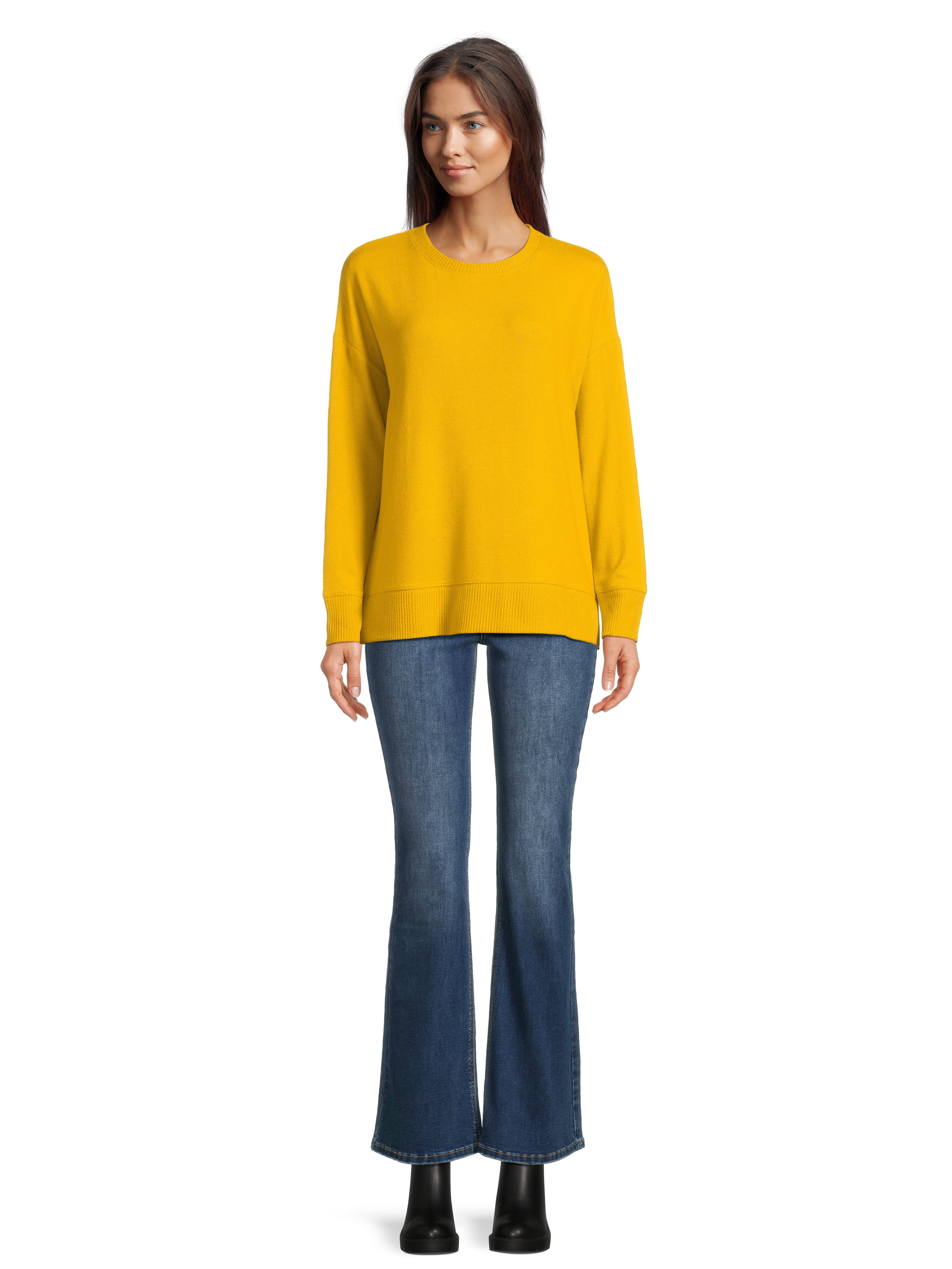 Time and Tru Women's Hacci Knit Pullover with Long-Sleeves, Single and 2-Pack, Sizes XS - XXL