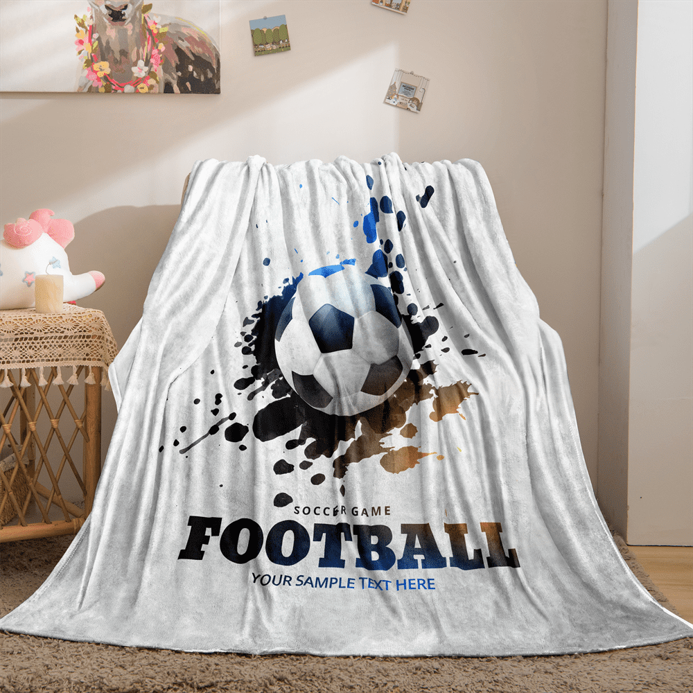Super Soft Soccer Blanket Lightweight Cozy 3D Printed Flannel Throw