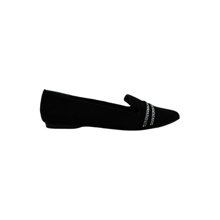 

ALFANI Womens Black Step N Flex Technology Rhinestone Poee Pointed Toe Slip On Leather Loafers 6.5 M