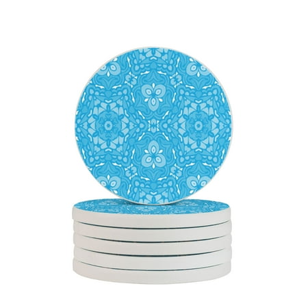

Circular Drink Coasters Set Seamless Flower Pattern Beautiful Home Decor Diatomite Heat-Resistant Diatomite Protect Table Countertop